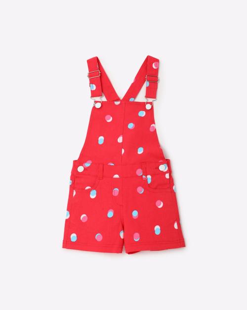 Geometric Print Dungarees with Welt Pockets