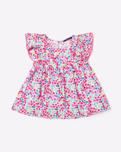 Ditsy Print Peplum Top