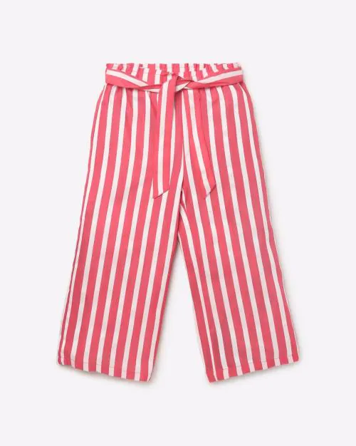 Striped Culottes with Tie-Up