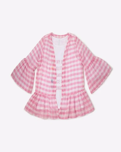 Checked Shift Dress with Overlay Styling