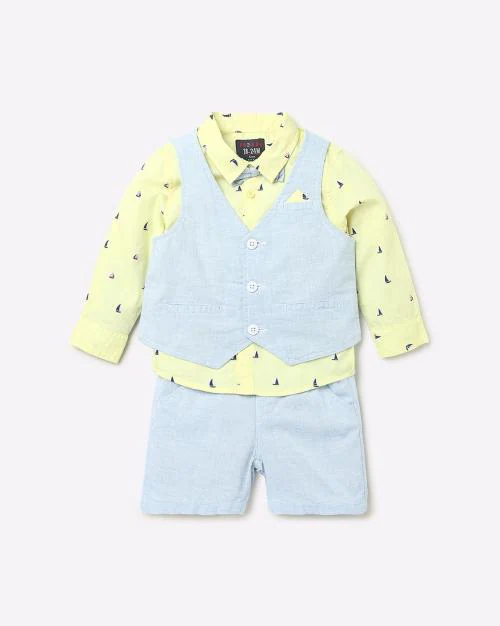 3-piece Printed Suit Set with Bow