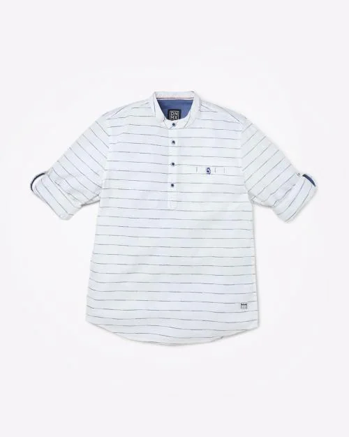 Striped Cotton Shirt with Welt Pocket