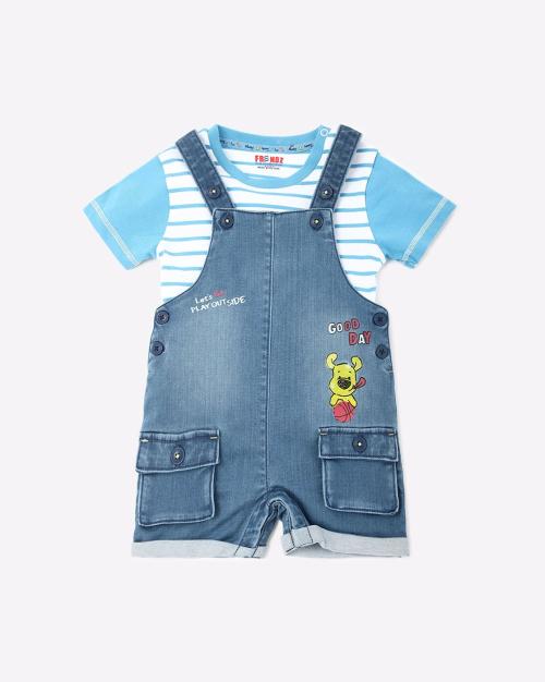 Striped T-shirt with Dungaree Set