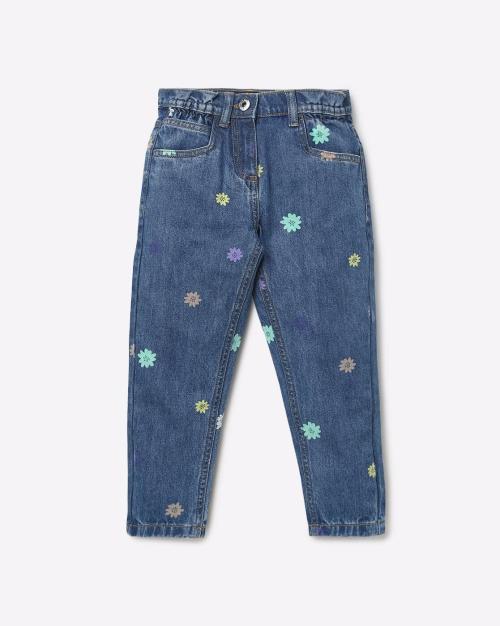 Printed Jeans with Button Closure