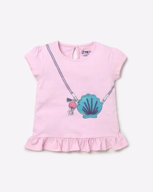 Graphic Print Peplum Top