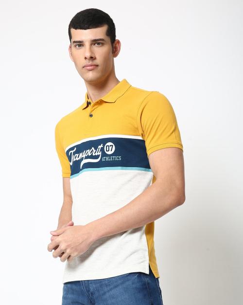 Colourblock Polo T-shit with Brand Print