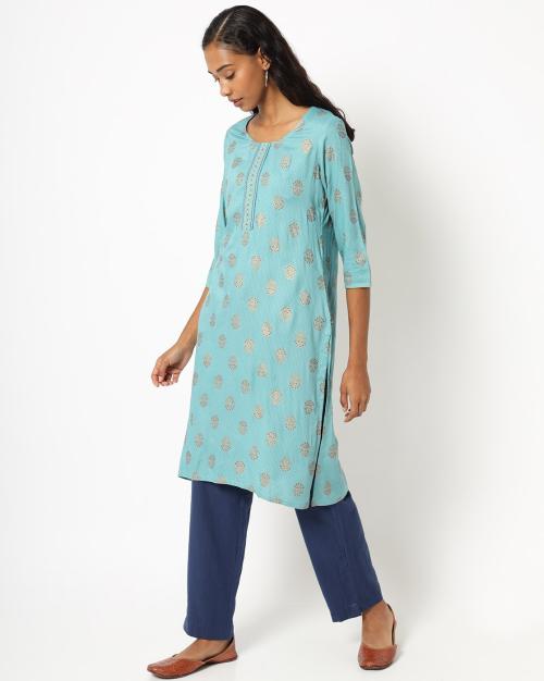 Block Print Straight Kurta