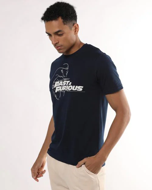 Regular Fit Fast & Furious Print Crew-Neck T-Shirt