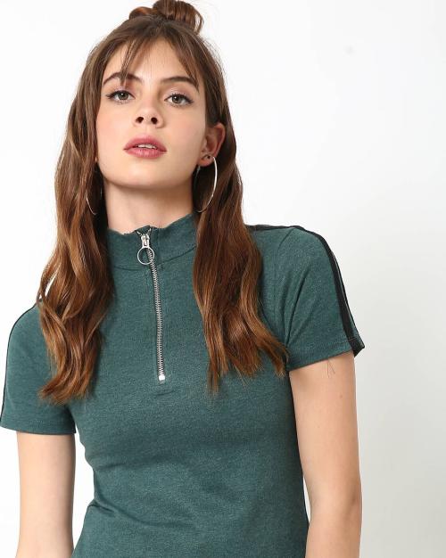 Heathered High-Neck Top