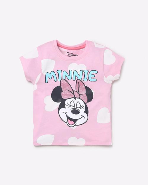 Minnie Mouse Graphic Print Round-Neck T-shirt
