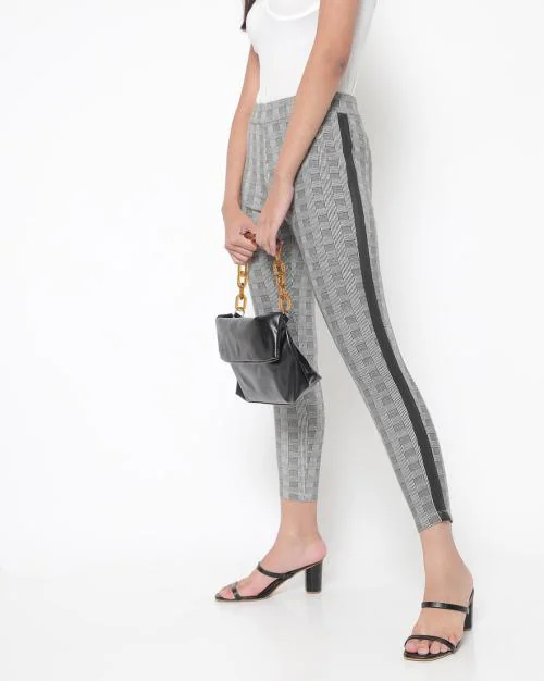 Women Checked High-Rise Jeggings