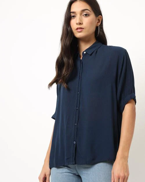 Drop Shoulder Collared Shirt