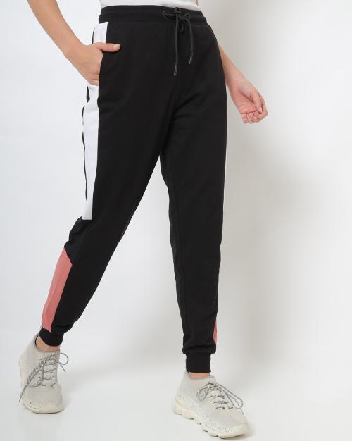 Women Mid-Rise Joggers with Contrast Panels