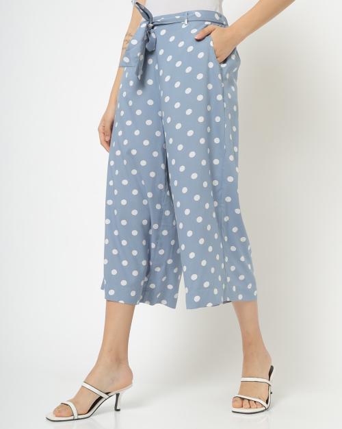 Polka-Dot Print Culottes with Slip Pockets