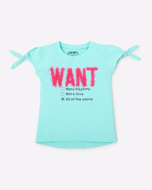 Flock Print High-Low Round-Neck T-shirt