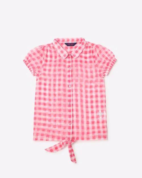 Checked Shirt with Tie-Up
