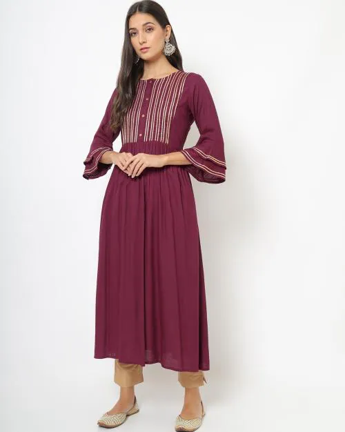 A-line Kurta with Lace Insert