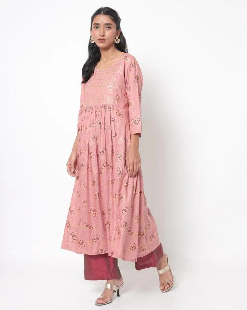 Embellished Round-Neck Anarkali Kurta