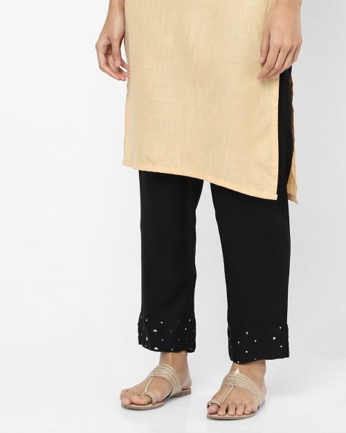 Ankle-Length Pants with Embellishments