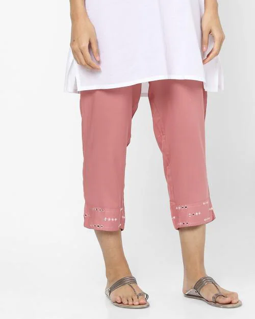 Ankle-Length Pants with Embellishments