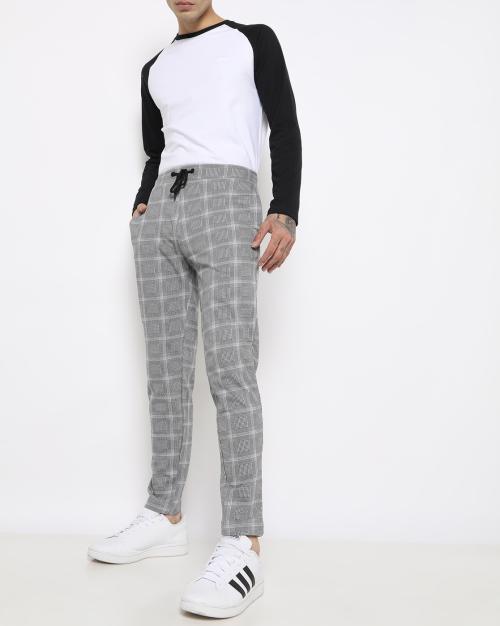 Pow Checked Track Pants with Drawstring