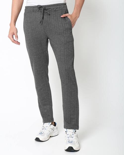 Buy Herringbone MidRise Slim Fit Track Pants with Elasticated
