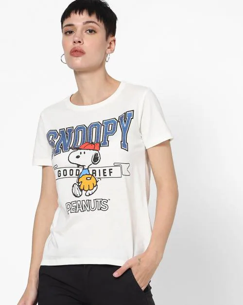 Snoopy Print Crew-Neck T-shirt