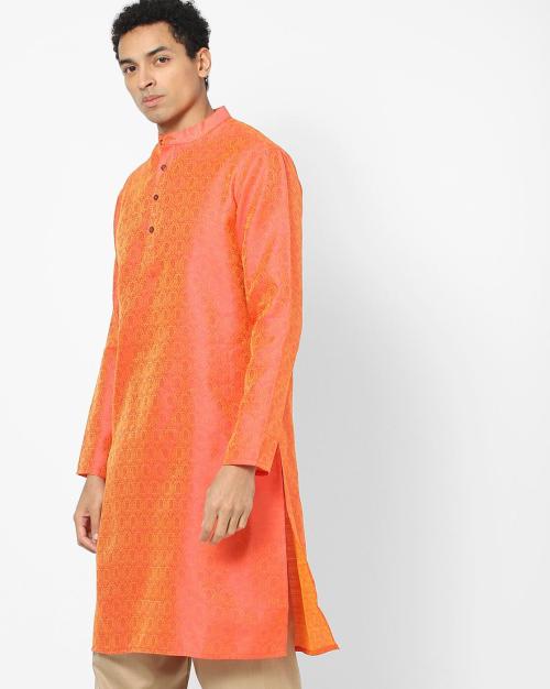 Buy Printed Straight Kurta with Band Collar Online at Best Prices in