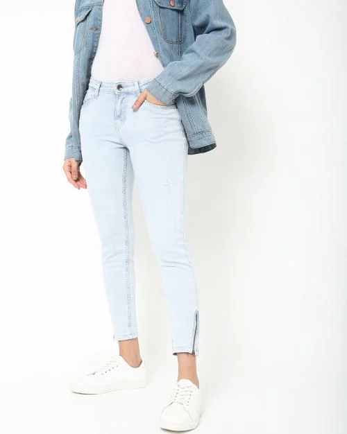Buy Women Skinny Jeans with Zipper on Ankle Online at Best Prices in