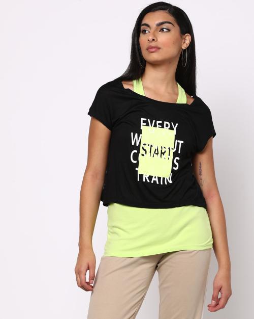 Typographic Print Top with Tank