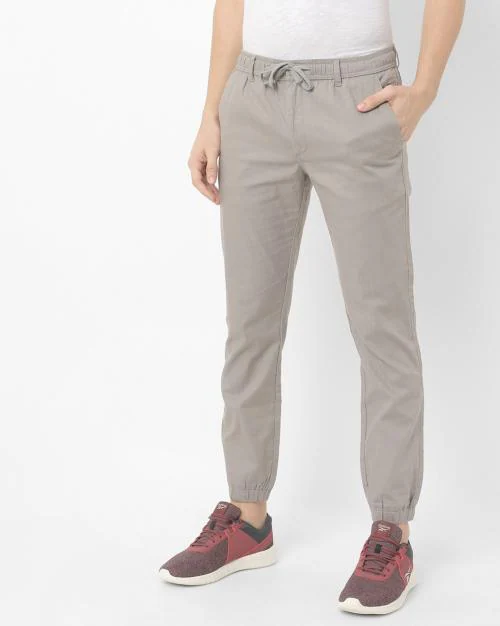 Flat-Front Pants with Elasticated Drawstring Waist