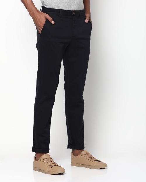 Buy Broken Twill FlatFront Tapered Trousers with Insert Pockets Online
