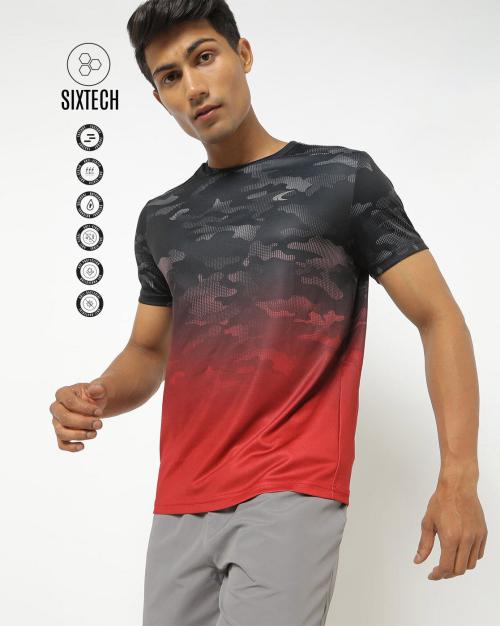 Regular Fit Gradient Print Round-Neck T-Shirt