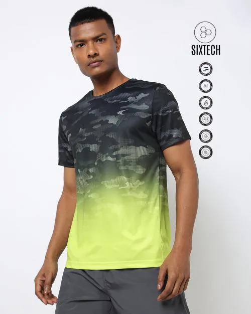 Regular Fit Gradient Print Crew-Neck T-Shirt