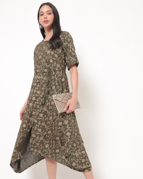 Foil Print Flared Dress