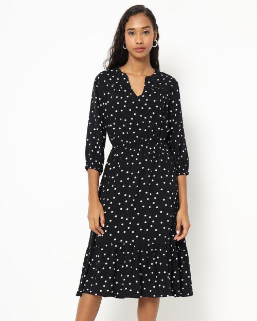 Polka-Dot Print A-line Dress