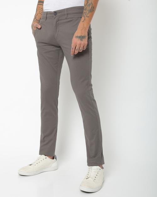 Checked Skinny Fit Flat-Front Chinos