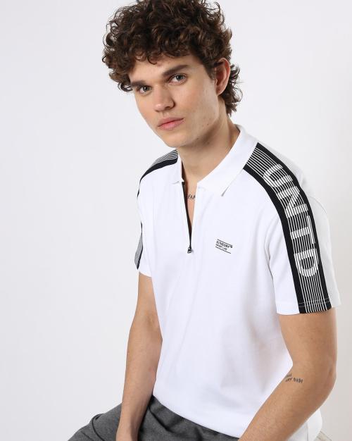 Regular Fit Polo T-Shirt with Contrast Shoulder Panels