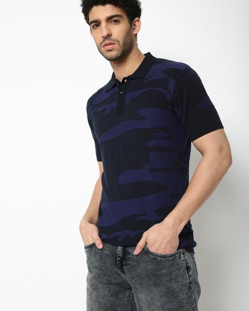 Jacquard Camo Slim Fit Polo Tshirt JioMart