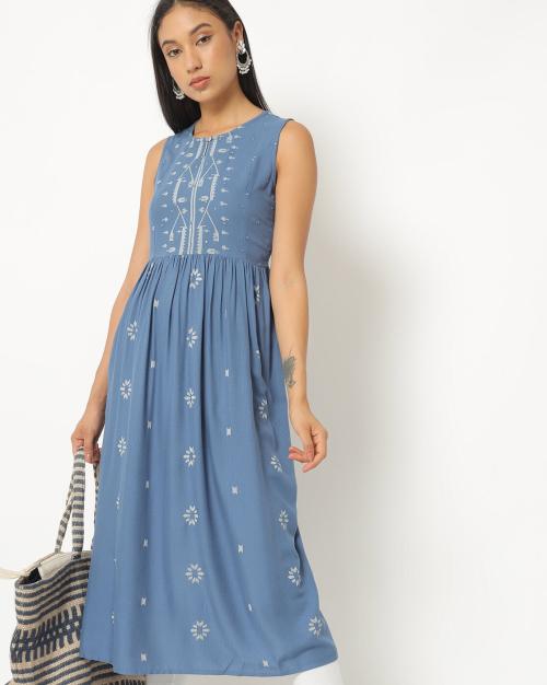 Floral Print Flared Kurta