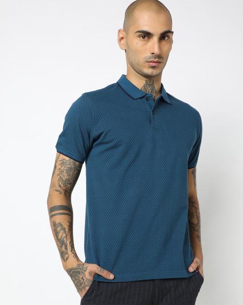 Regular Fit Printed Polo T-Shirt with Contrast Tipping