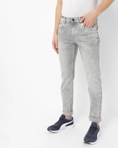 Mid-Wash Skinny Fit Jeans
