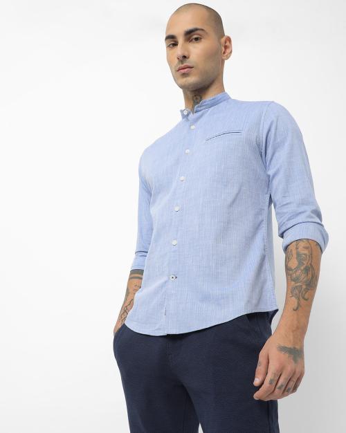 Men Slim Fit Cotton Shirt with Welt Pocket