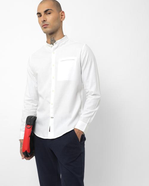 Slim Fit Cotton Shirt with Welt Pocket