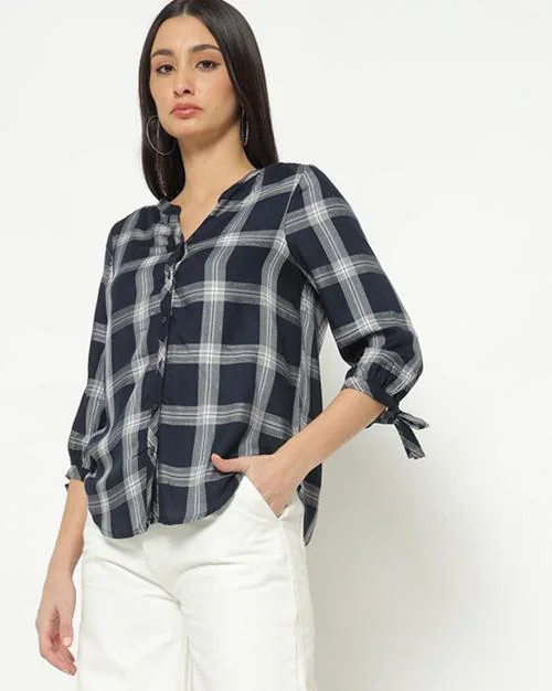 Checked Shirt with Tie-Up