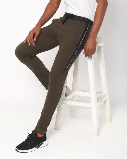 Buy Men MidRise Straight Track Pants with Insert Pockets Online at