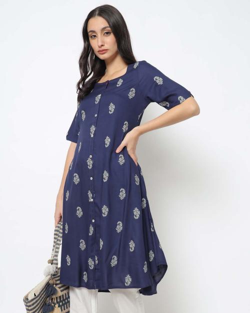 Block Print A-line Kurta