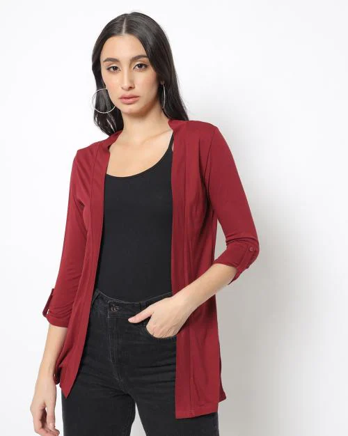 Front-Open Shrug with Roll-Up Sleeves