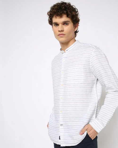 Buy Men Striped Slim Fit Shirt with Patch Pocket Online at Best Prices ...