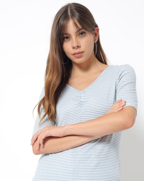 Striped V-neck Top